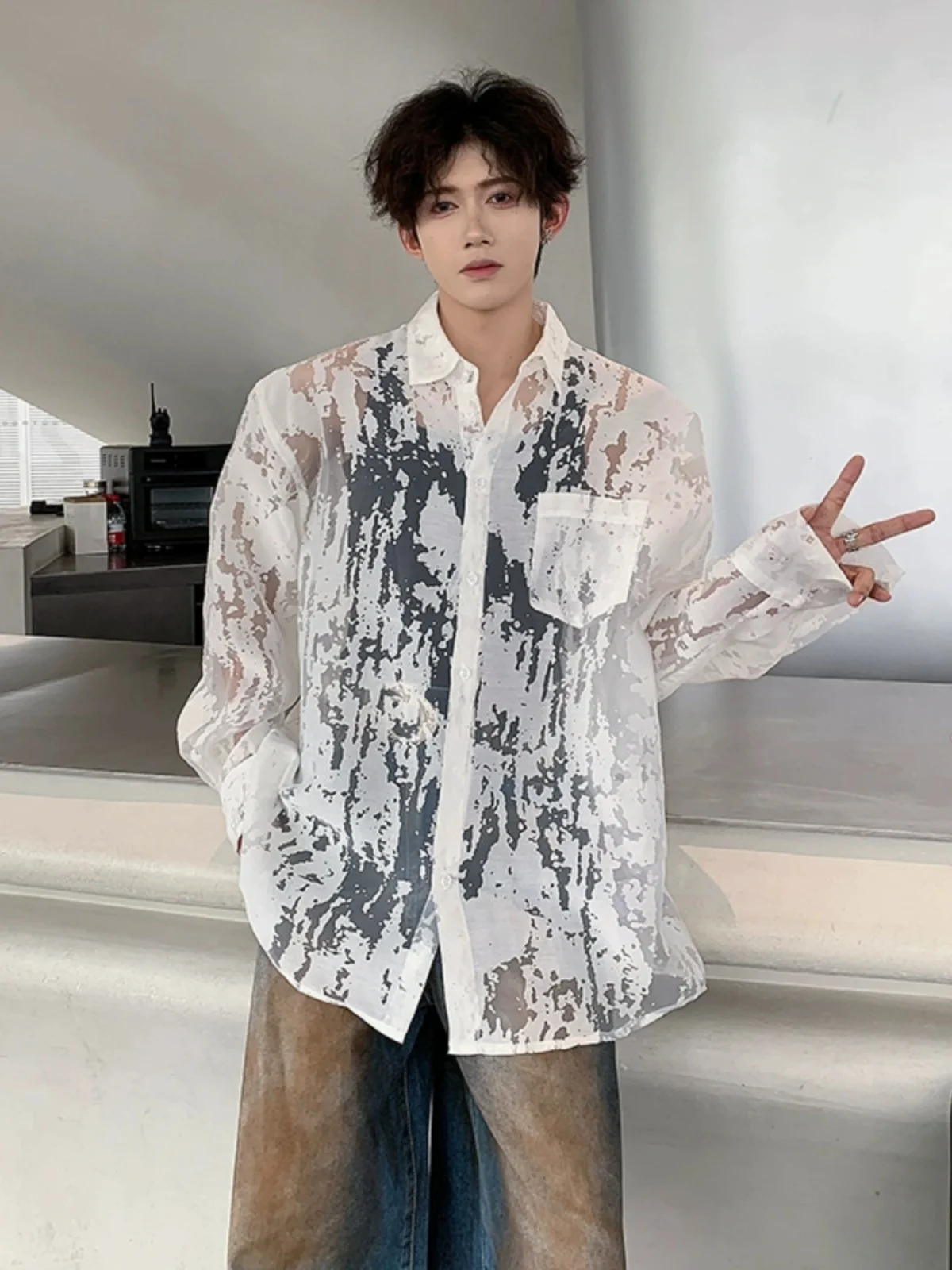 

Летняя легкая быстросохнущая дышащая футболка с принтом, защитой от солнца, повседневная, свободного кроя, с квадратным воротником