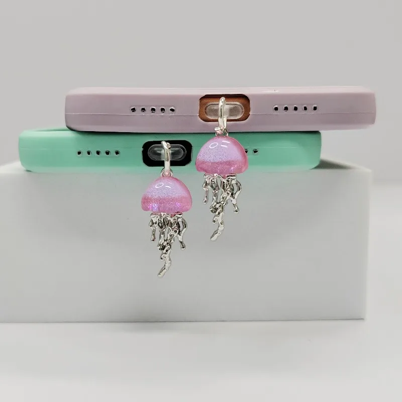 المألوف الهاتف الغبار التوصيل سحر حالمة الحلو قنديل البحر تهمة ميناء التوصيل آيفون نوع C لطيف قلادة ملحقات الهاتف