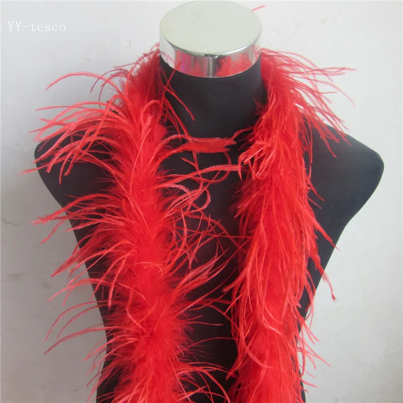 YY-tesco 2 Meter/Lot 2 Layer Natural gray Fluffy Ostrich Feathers Boa Costumes/Trim For Party/Costume/Shawl/ Ostrich Plume