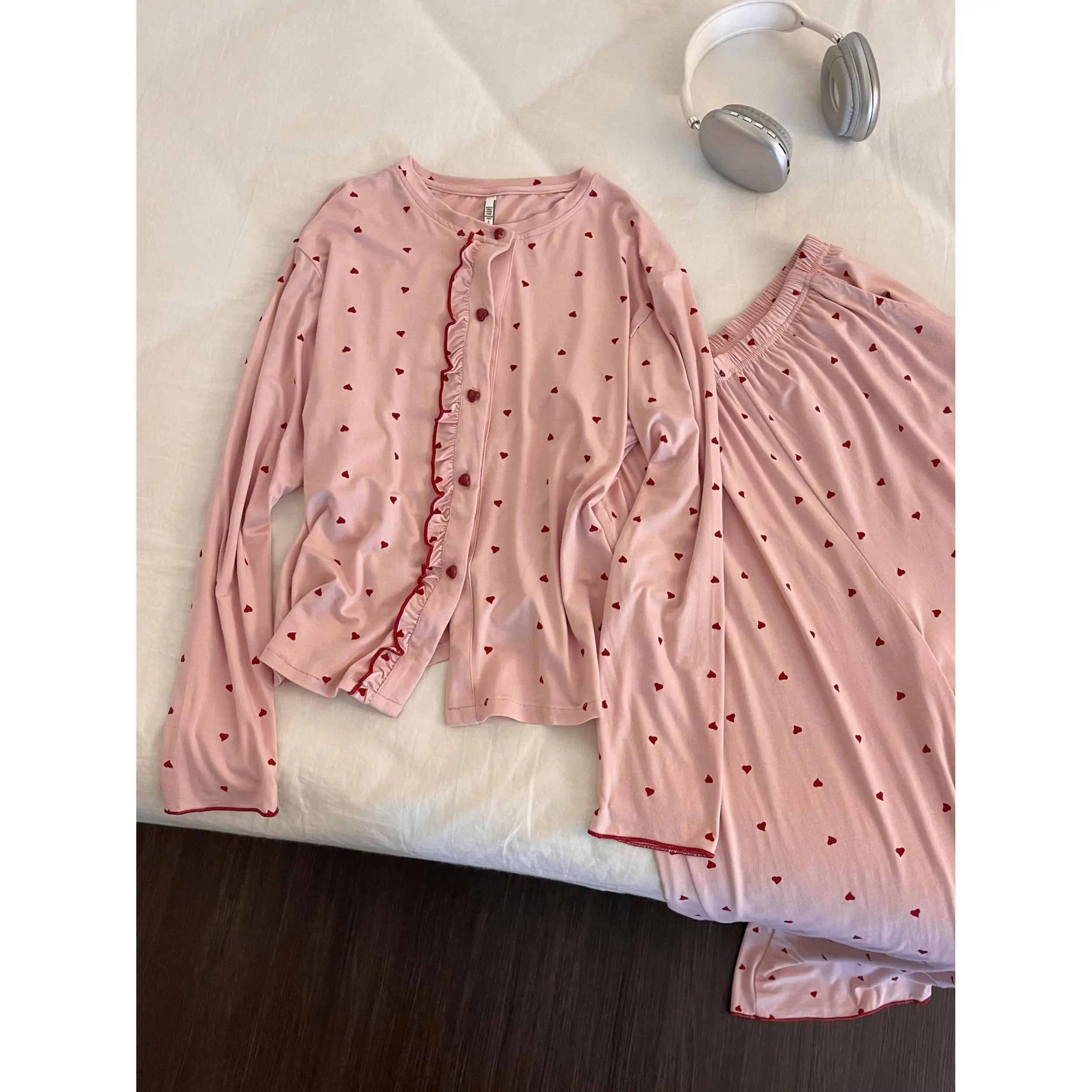 

Женский японский милый домашний комплект для отдыха, шикарная и нежная пижама в стиле кавайи, 2 предмета, с принтом, повседневная, тонкая, мягкая домашняя одежда