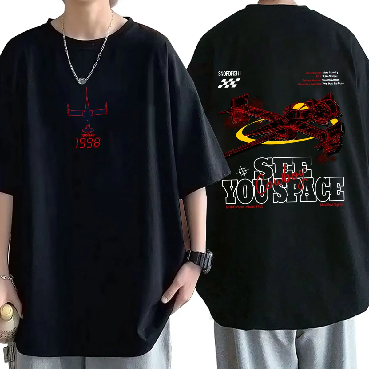 Anime Cowboy Bebop Graphic T-shirt Spike Spiegel See You Space Cowboy T Shirts Summer Men Women Manga Vintage Oversized Tshirt