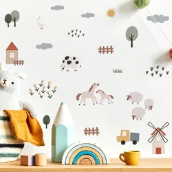 Boho Watercolor Cartoon Cows Farm Animal Car Vinyl Wall Sticker Removable Decals Kids Nursery Baby Bedroom Home Decor