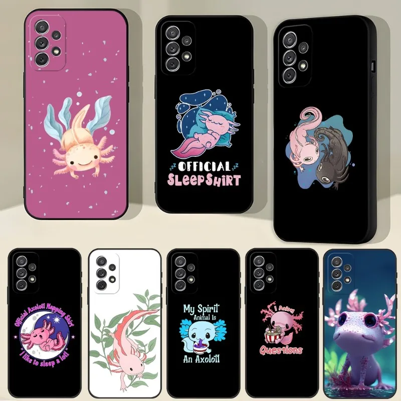 Cute Animal Axolotl Phone Case For Samsung Galaxy A13 A52 A53 A73 A32 A51 A23 A22 A12 A02s A20e A40 A50 A21 A72 A70 Cover