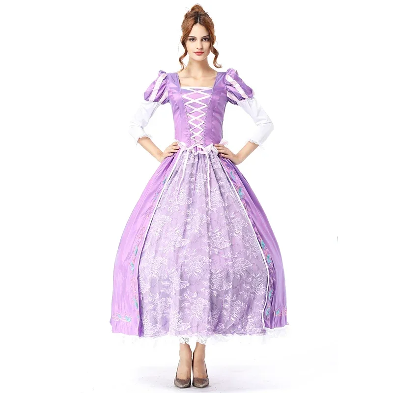 Purple Costume Adult Rapunzel Fancy Dress Anime Cosplay Costume Princess Fairytale Tangled Halloween Costume Dress