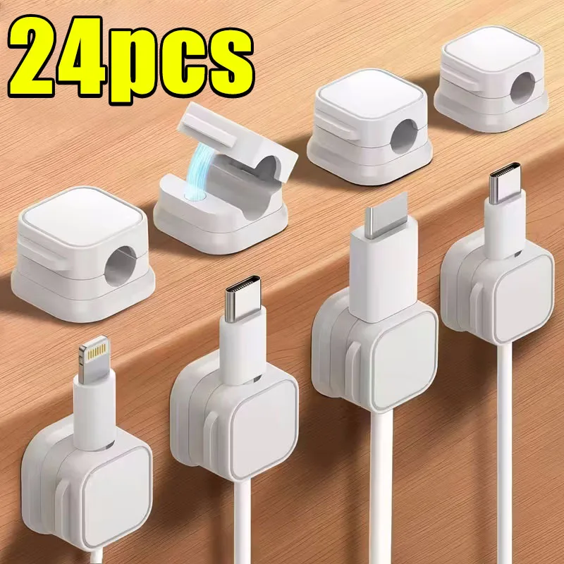 Mini Magnetic Cable Clips Self-adhesive Adjustable Cord Holder Cable Wire Keeper Manager Home Office Desktop Cables Organizers