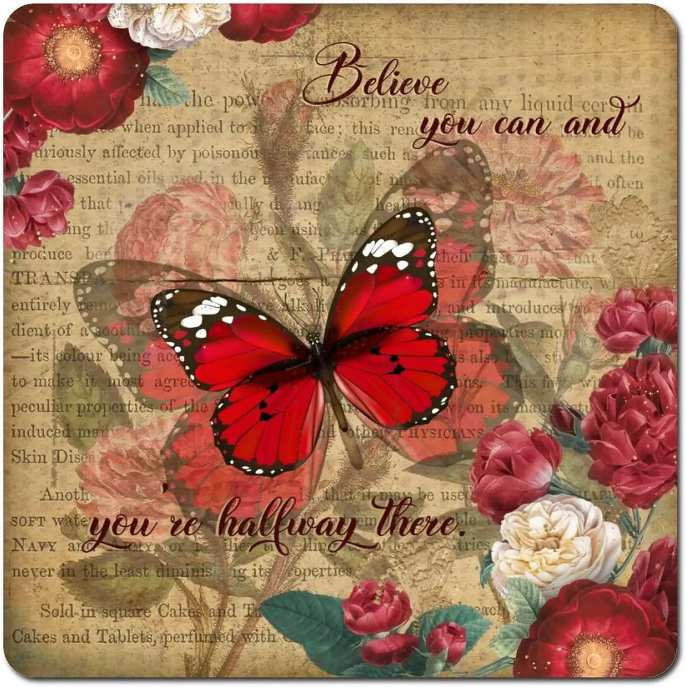 Retro Metal Sign Believe You Can Butterfly Aluminum Sign You're Halfway There Flower Customized Sign Metal Wall Decor 12