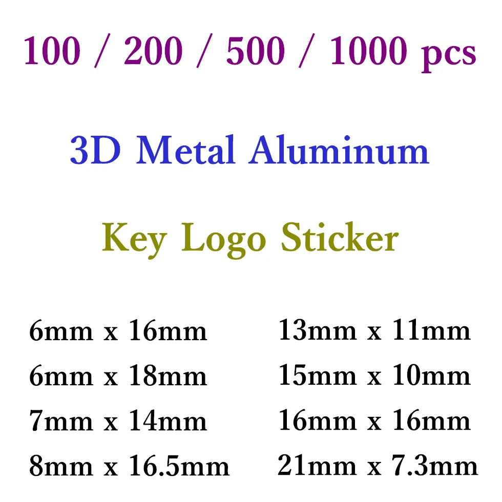 100 قطعة-1000 قطعة 6 مللي متر 7 مللي متر 8 مللي متر 11 مللي متر 13 مللي متر 14 مللي متر 15 مللي متر 16 مللي متر 17 مللي متر 18 مللي متر 21 مللي متر ثلاثية الأبعاد معدن الألومنيوم مفتاح السيارة شعار عن بعد زر رمز ملصق #1