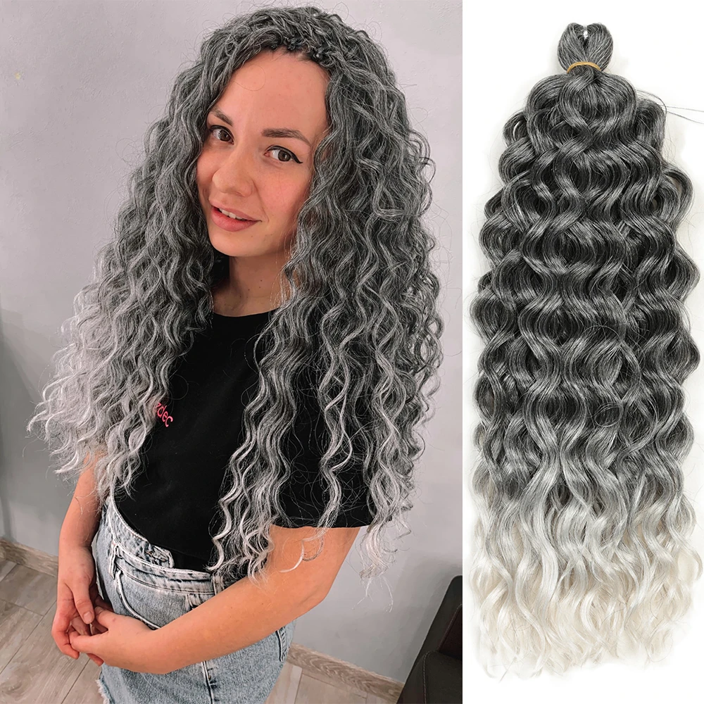 Deep Wave Crochet Braiding Hair Ocean Wave Synthetic Braids Hair Extensions Pre-Looped Hawaii Curl Kanekalon Twist Braids