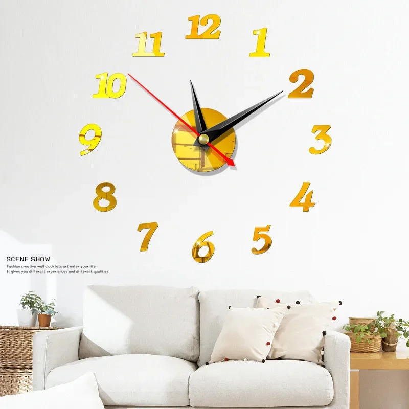 3D Wall Clock Mirror Wall Stickers Creative DIY Wall Clocks Living Room Removable Art Decal Sticker Home Decor Modern Decoration