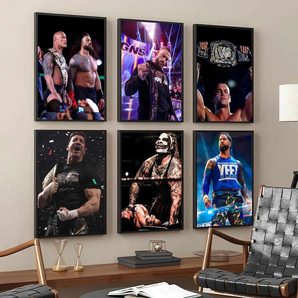 World Class Wrestling Wwe Poster Self-adhesive Art Waterproof Paper Sticker Coffee House Bar Room Wall Decor