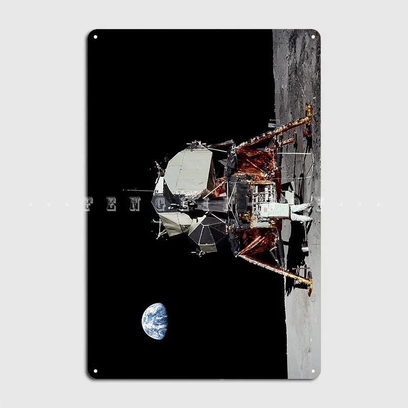 Aldrin And Apollo 11 Lunar Module Eagle Panorama Metal Sign Cinema Kitchen Wall Decor Printing Garage Club Tin Sign Poster