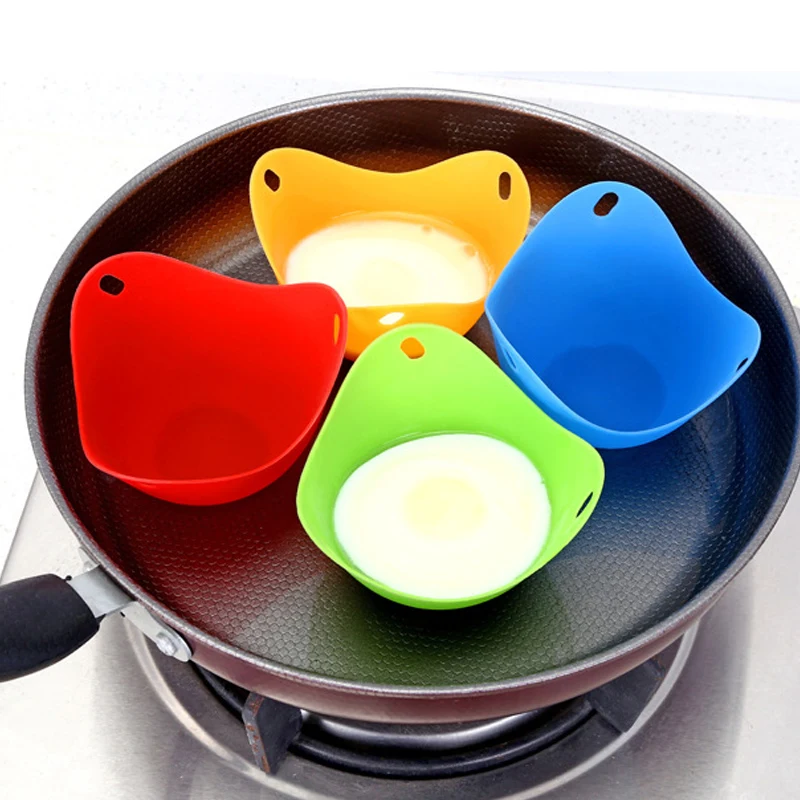 Hifuar 4pcs/set Silicone Egg Poacher Poaching Pods  Mold Bowl Rings Cooker Boiler Kitchen Cooking Accessories Pancake Maker