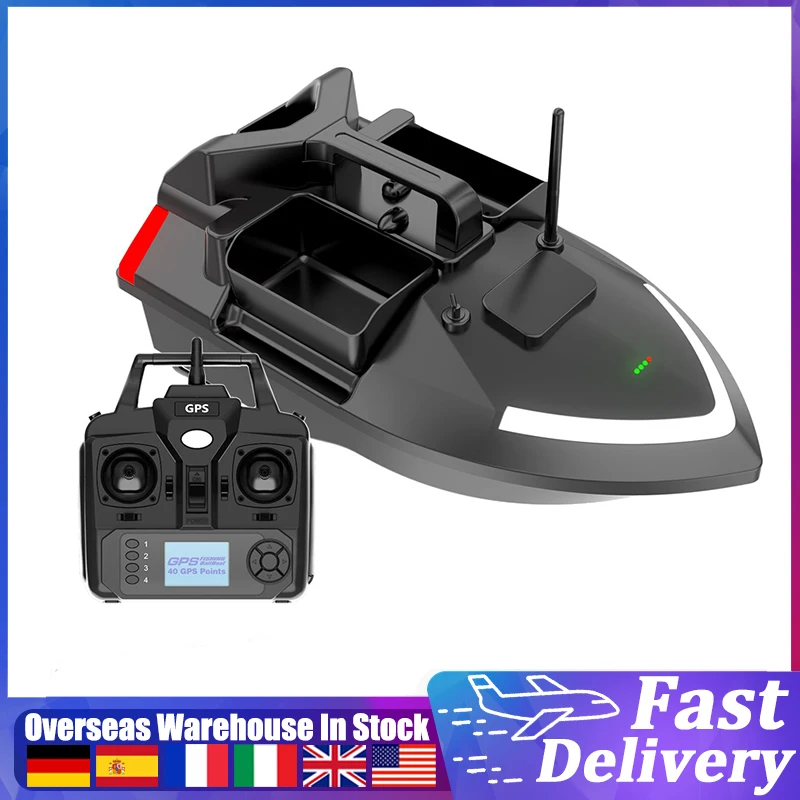 GPS Fishing Bait Boat 500m Remote Control Bait Boat Dual Motor Fish Finder 2KG Loading with Night Light Turn Signal for Fishing