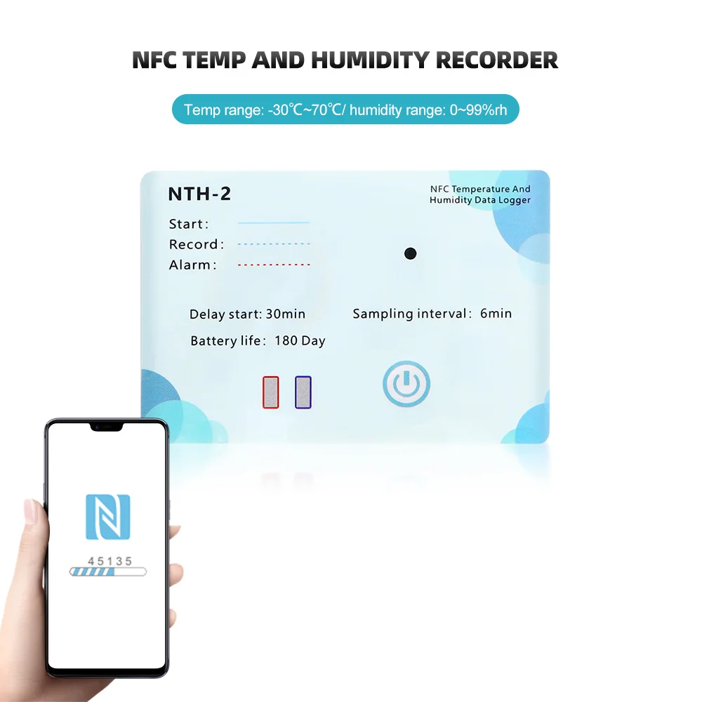 NFC Induktion Temperatur Logger Recorder Indoor Outdoor Wetter Station Temperatur und Feuchtigkeit Recorder NTH-2/NT-2