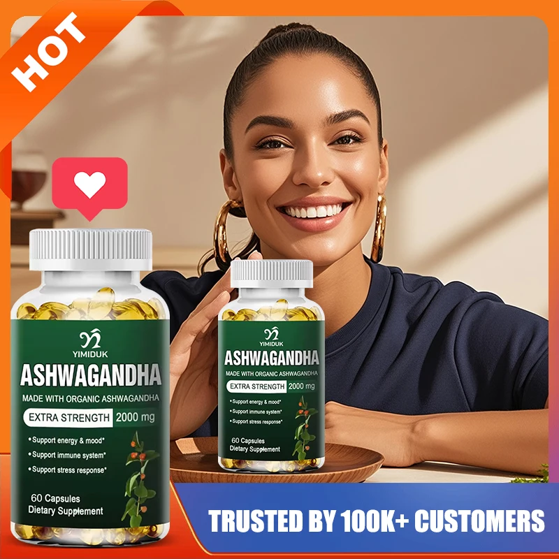 

Yimiduk Ashwagandha Supplements, Support Cortisol Manager, Adrenal, Extra Strength Stress, Non GMO, Vegan, Gluten Free