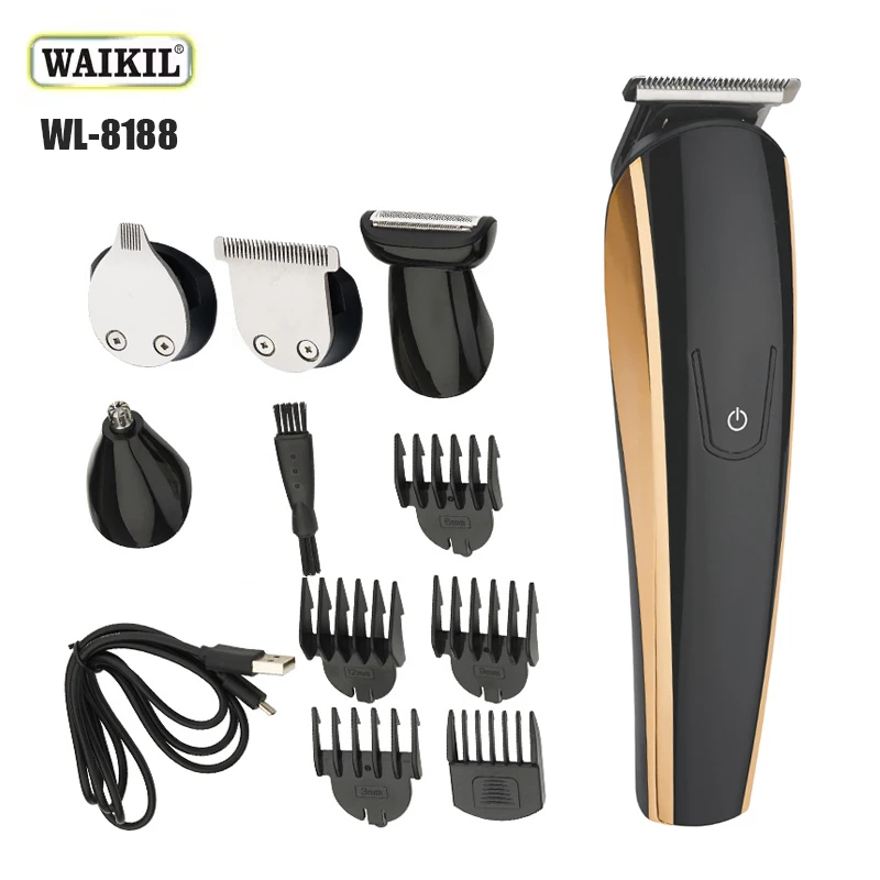 WAIKIL Professional Men's Electric Barber Set 5-in-1 Multi functional Hair clipper USB Charging Cordless Trimmer Styling Tool