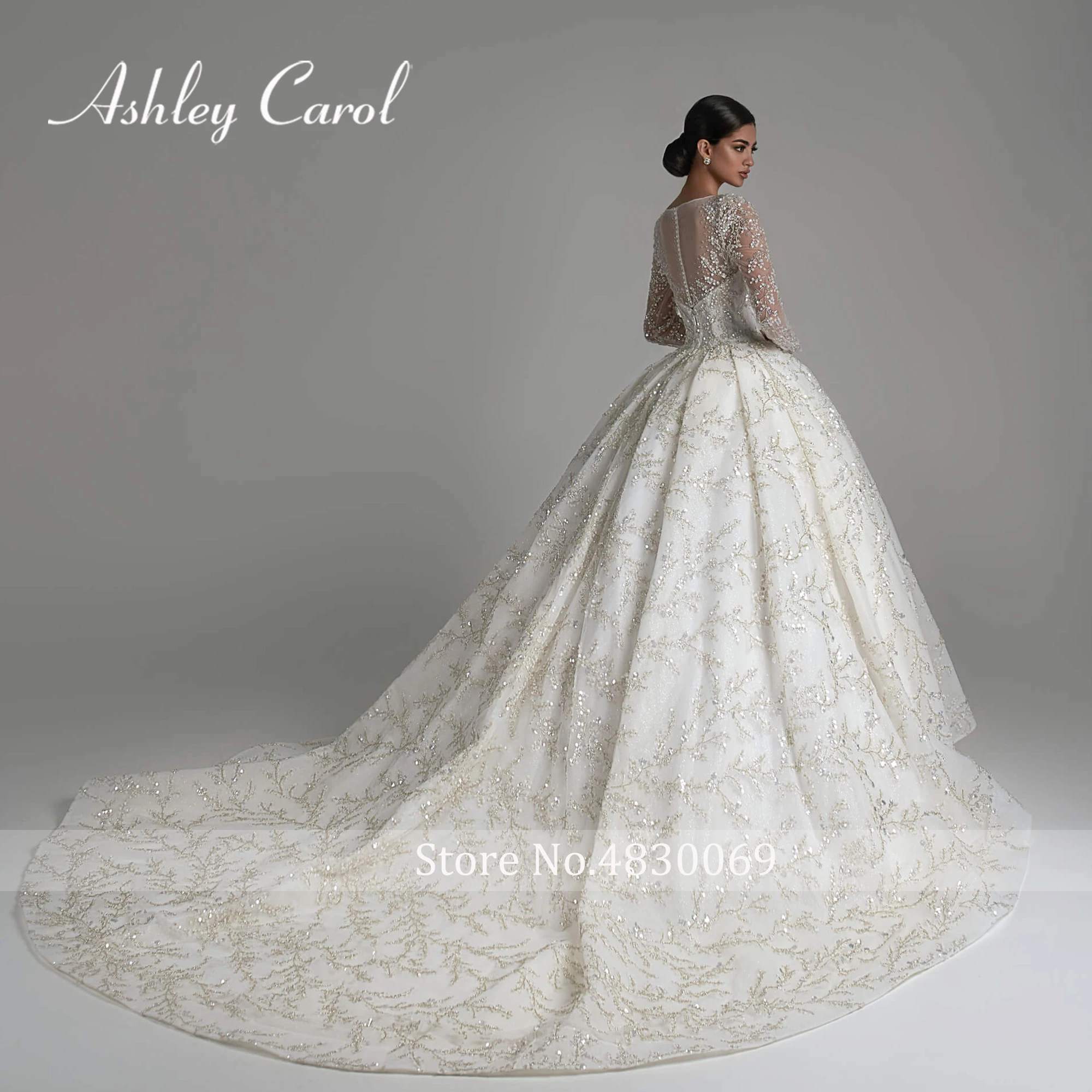 Ashley Carol Luxury Ball Gown Wedding Dresses 2024 Exquisite Invisible Neckline Beading Princess Wedding Gown Vestidos De Novia