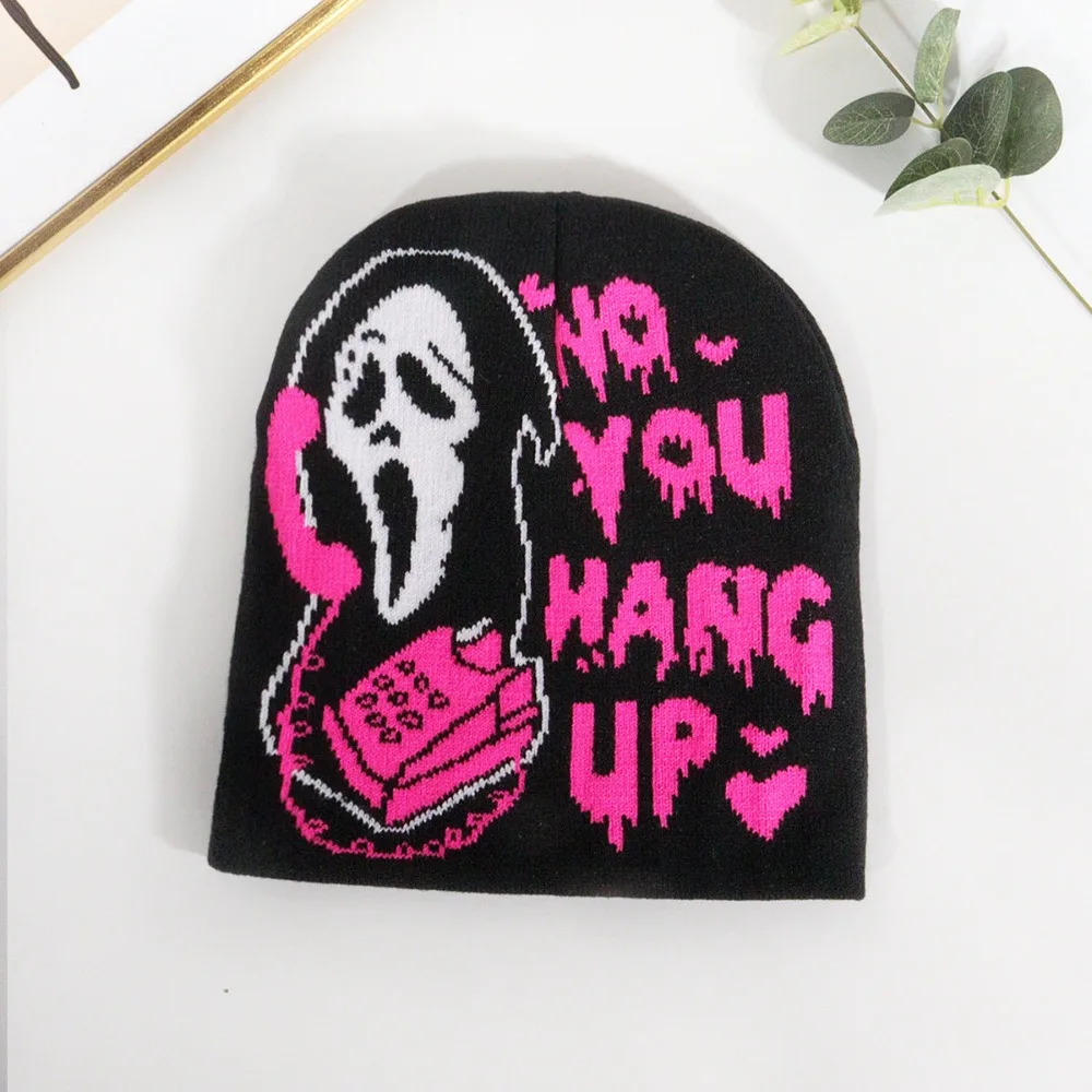 

Halloween Skull Ghost Cold Hats for Men and Women Jacquard Creative and Funny Men and Women Knitted Hats Hip-hop Casual Y2K