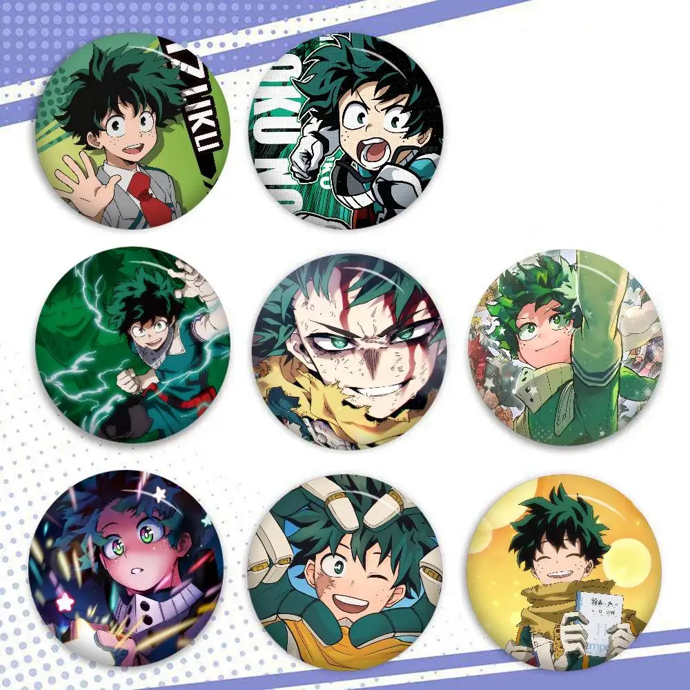 Anime-Held A-Academia Izuku Midoriya Anime-Broschen Niedliche Cartoon-Anstecknadel für Jacke und Jeans Geschenk-Accessoire