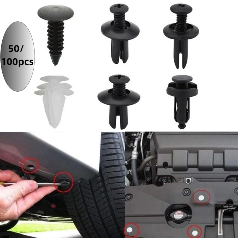 

50/100pcs Car Fastener Clip Car Body Retainer Pin Rivet Bumper Door Trim Panel Fastener Auto Clips Mixed Size Auto Repair Tools