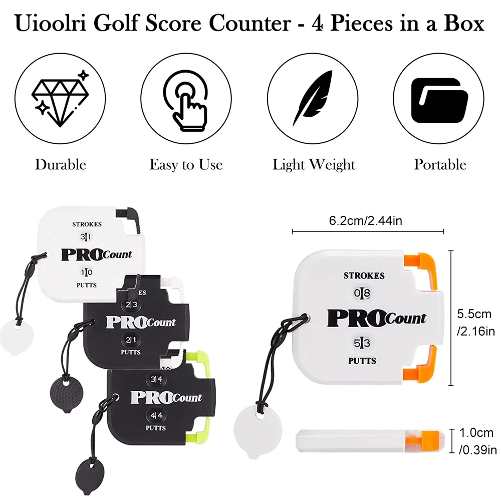 2Pcs Mini Golf Score Shot Stroke Counter Clicker with Dial Resetting Tool/Key Chain for Golf Game Scorekeeper for Putts