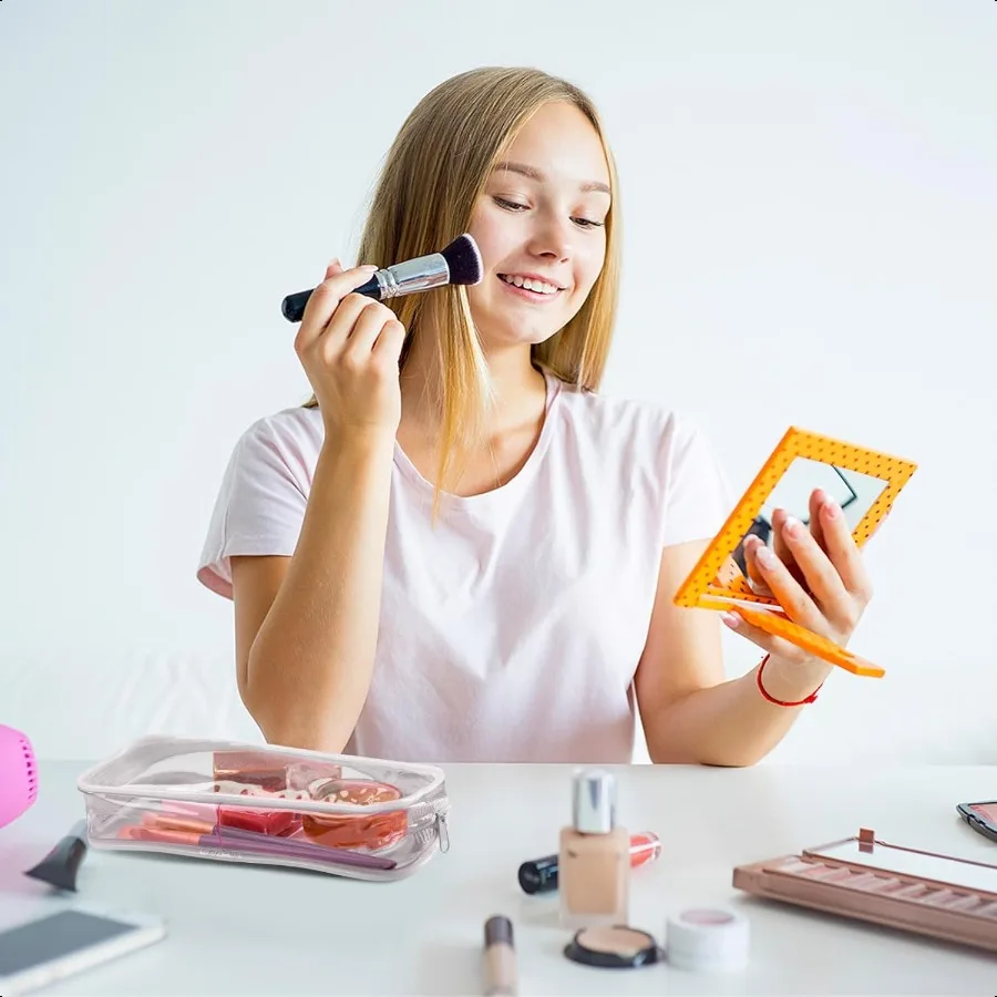 50 قطعة الحقيبة قلم رصاص واضح السائبة واضح مقلمة حقيبة 7.87x1.38 بوصة بولي كلوريد الفينيل مقاوم للماء السفر أدوات الزينة ماكياج سستة الحقائب ل O