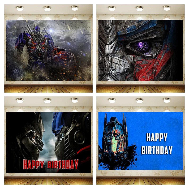 Transformers Birthday Supplies Girl Party Banner Kid Cartoon Decoration Background Photography backdrop