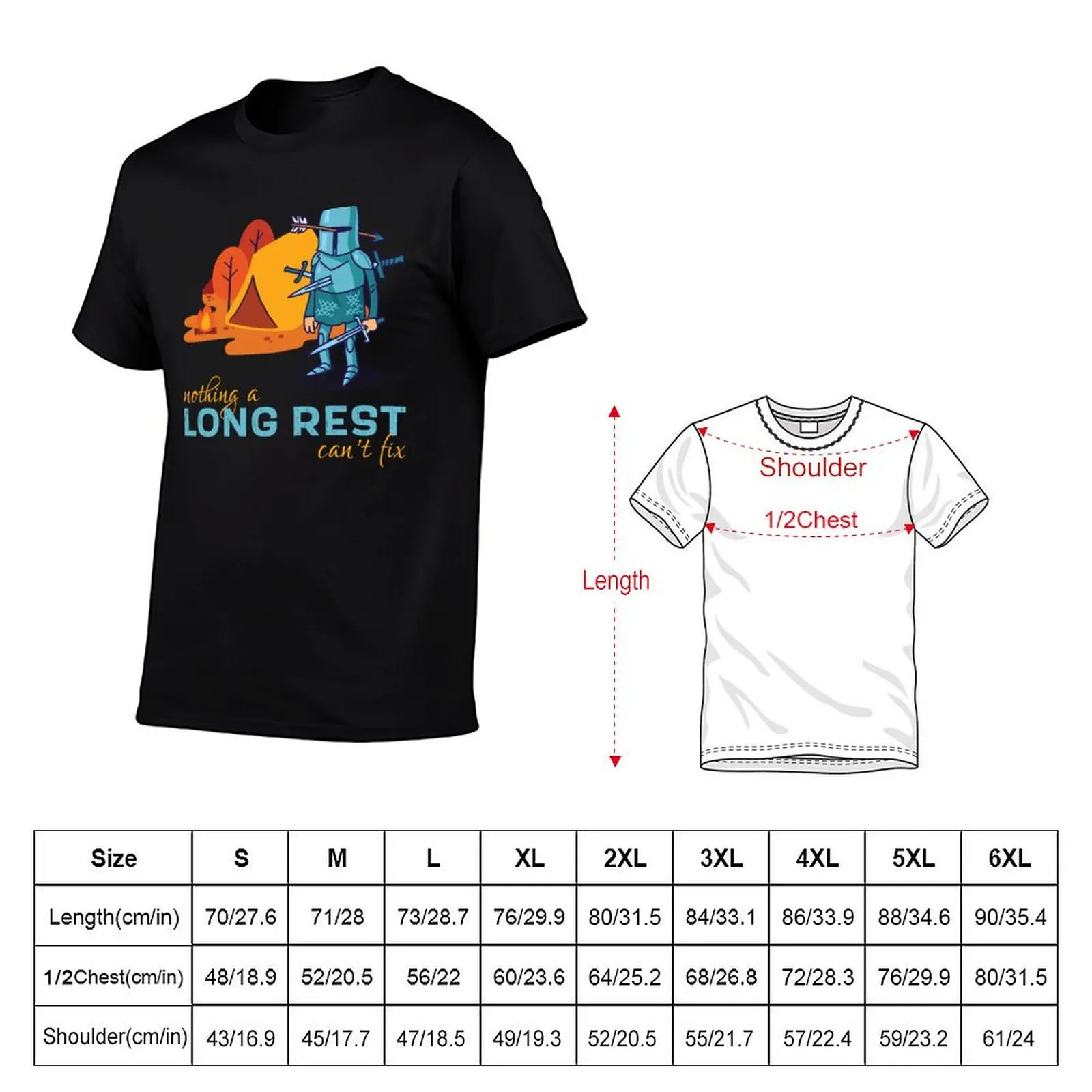 Nothing a long rest can't fix - Funny D&D Novelty T-Shirt Big and Tall Loose Fit T-Shirt