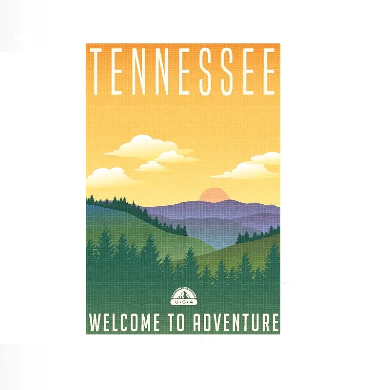 Tennessee Welcome To Adventure Retro Travel Cool , Art Picture Print Canvas Poster Home Wall Decor