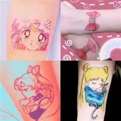 36pc/Lot Little Cartoon Temporary Tattoo Stickers Moon Cat for Men Women Kids Waterproof Cute Sailor Faux Tatouage Tattoo Anime