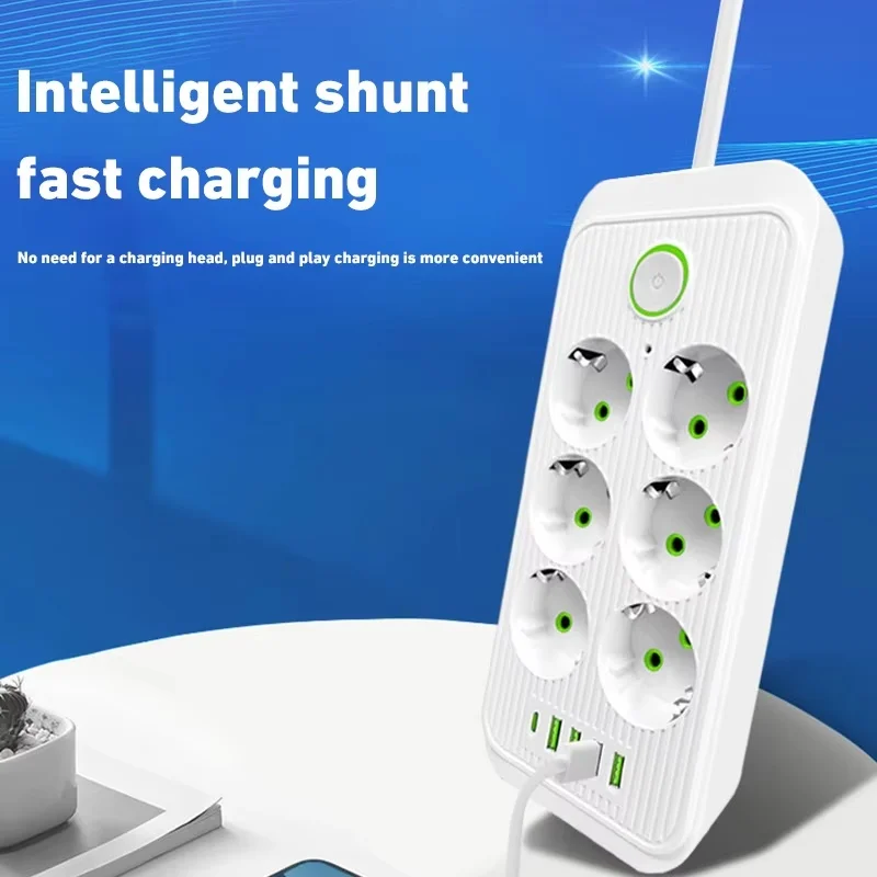 Xiaomi EU Plug AC Outlets Multitap Socket 2m Extension Cord Electric Power Strip USB Type C Fast Charging Network Filter Adapter