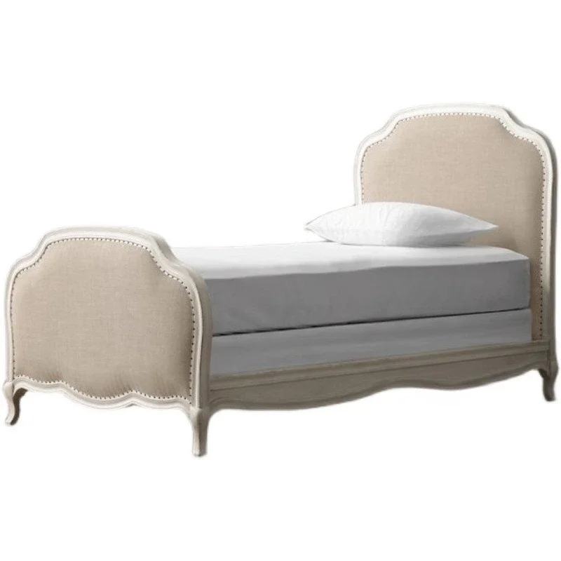 

White solid wood bed carved daughter room princess bed children's double 1.5m 1.8m girl