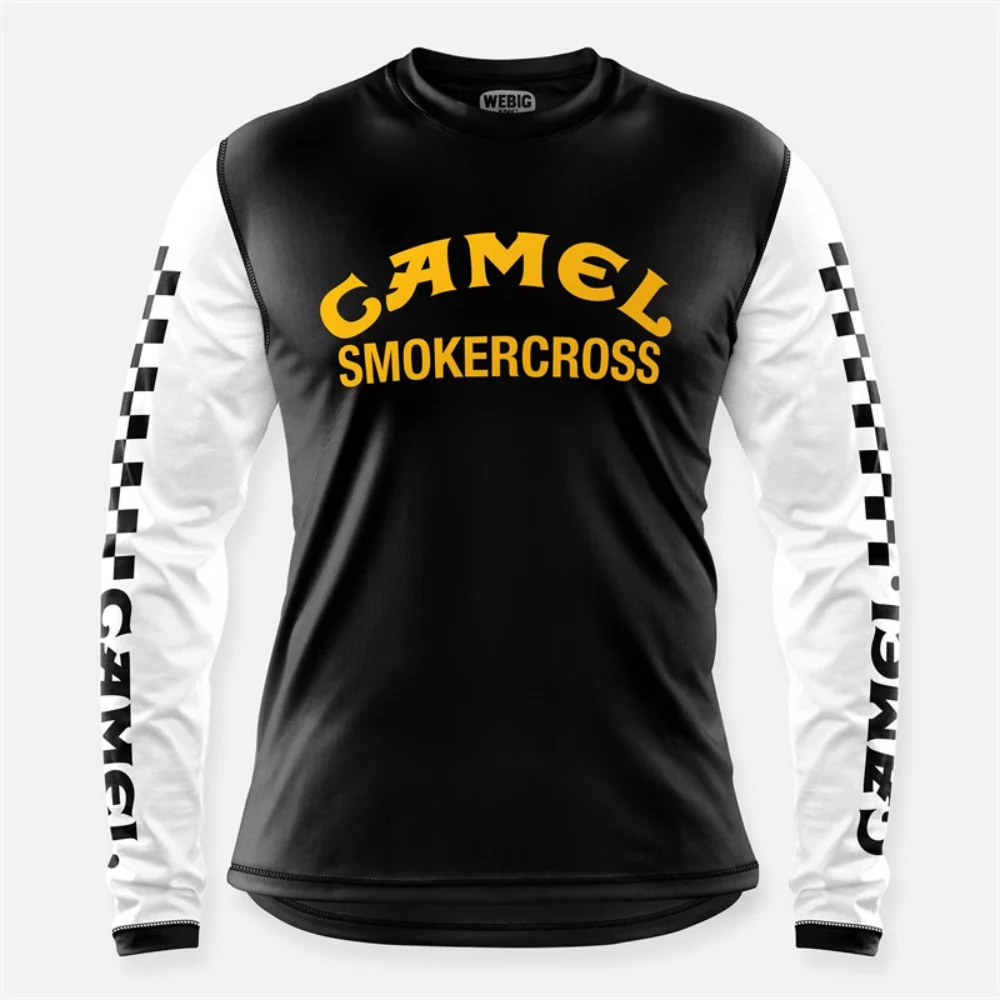 Camel Retro WEBIG Motorcycle Jersey Team Pro Bicycle Downhill MTB Yellow Clothes Ciclismo Cycling Long Sleeve Motocross T-Shirt