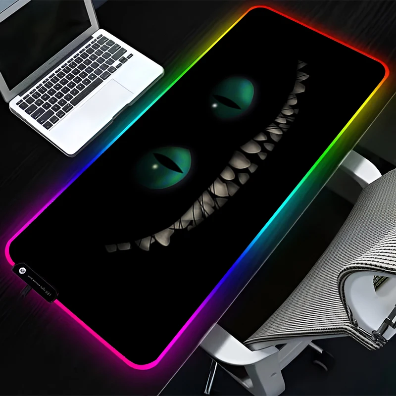 

RGB LED Mouse Pad Computer Gamer Accessories Mouse Mat Rubber Pad Non Slip C-cheshire Cat Alice In Wonderland Mousepad Desk Mat