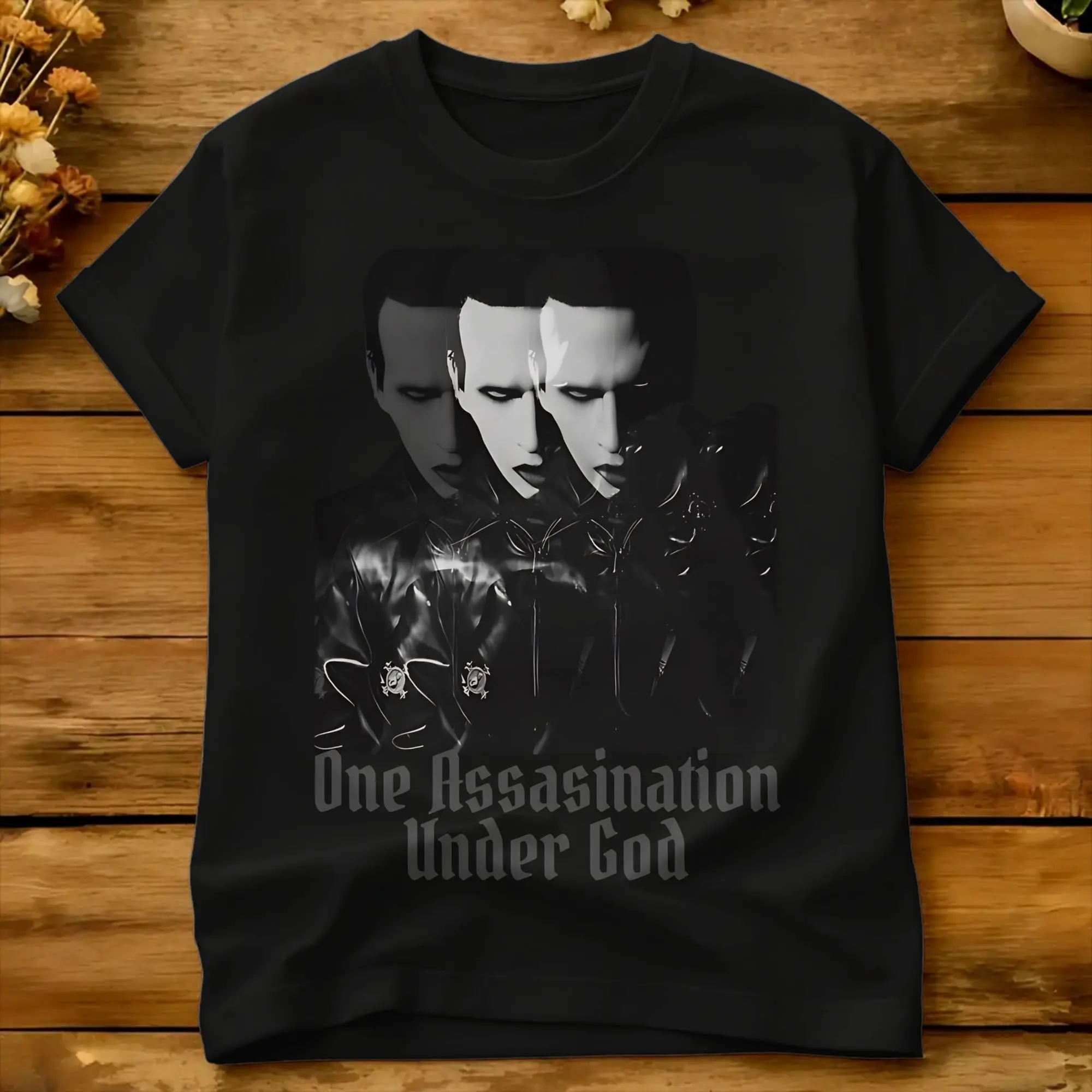 Marilyn Manson One Assassination Under God  T Shirt Summer  Hipster T Shirts Cotton O Neck Plus Size 5XL Tees Awesome Tshirt