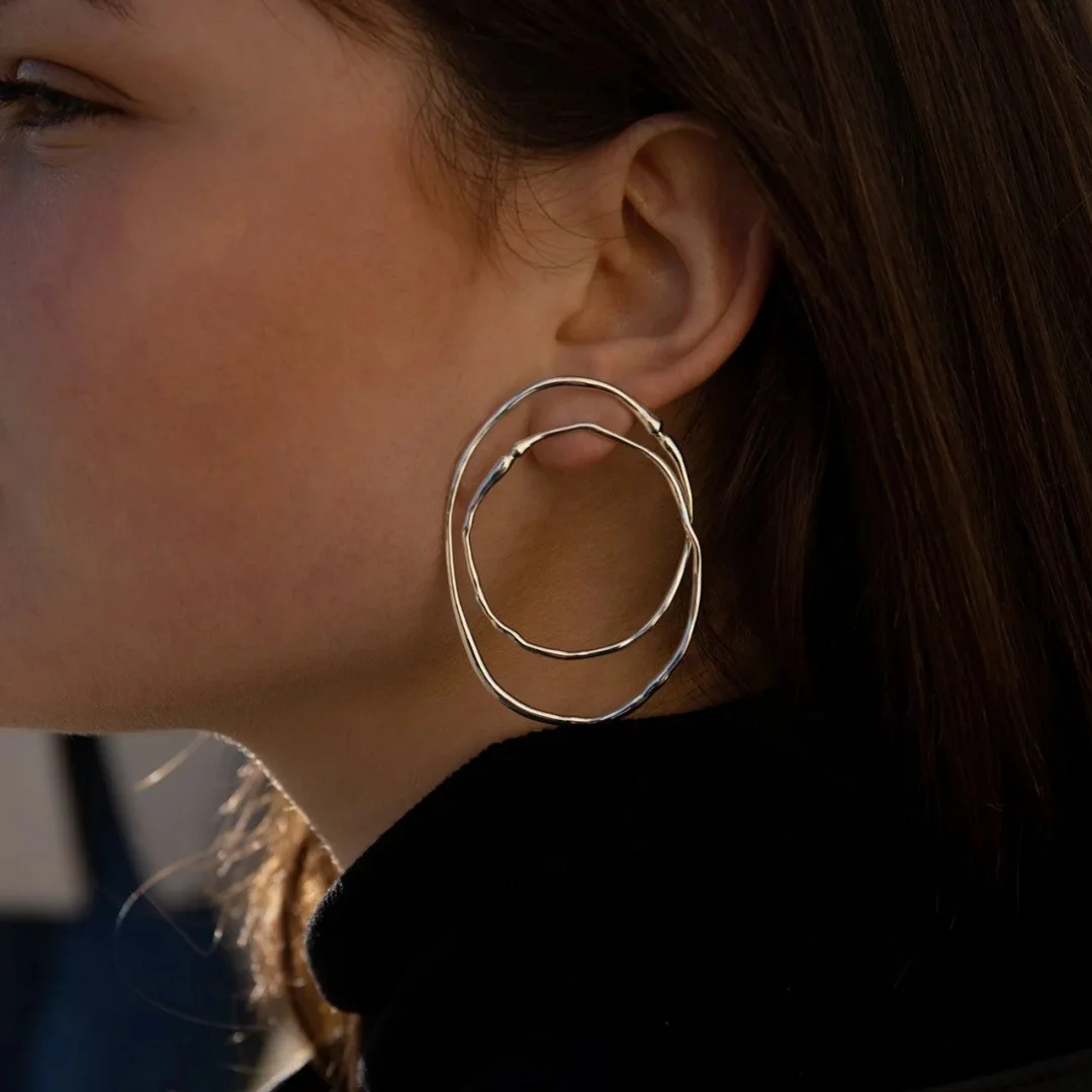 

Europe Fashion S925 Silver Needle Irregular Circle Earrings Women Minimalist Jewelry Accessories Trend