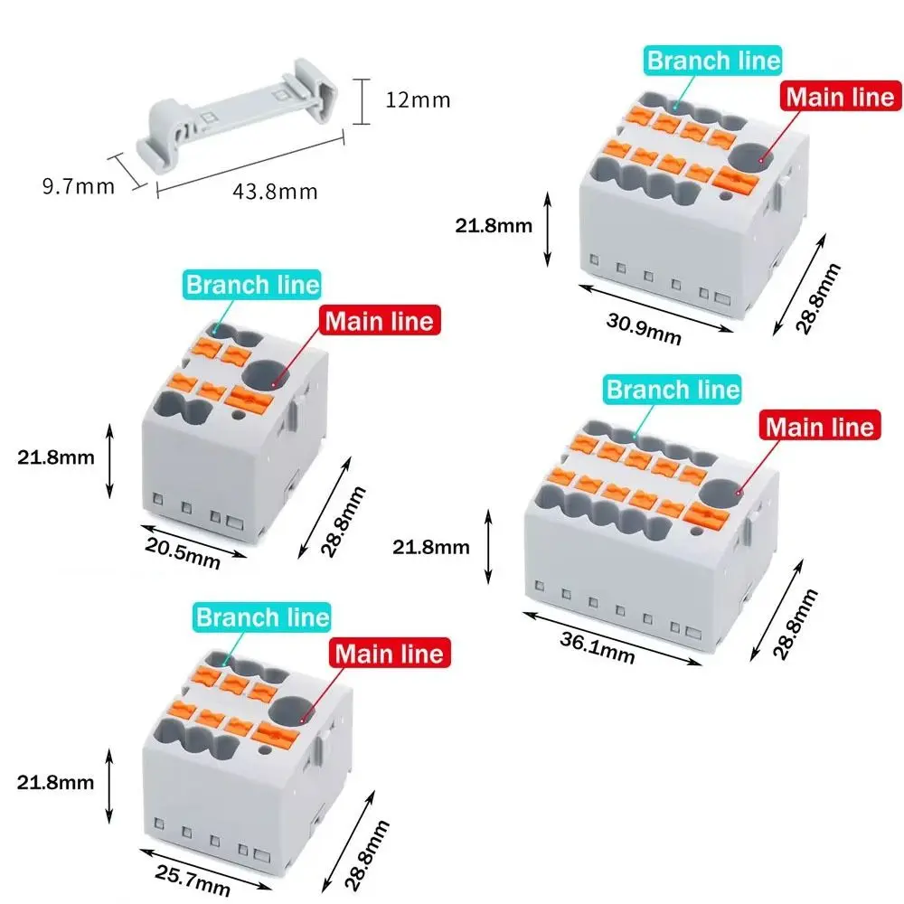 PTFIX 2.5mm Push-in Terminal Block Connector 2/3/4/5/6/7/8/9/10P Connection with Fixing Hole Wire Electrical Connectors