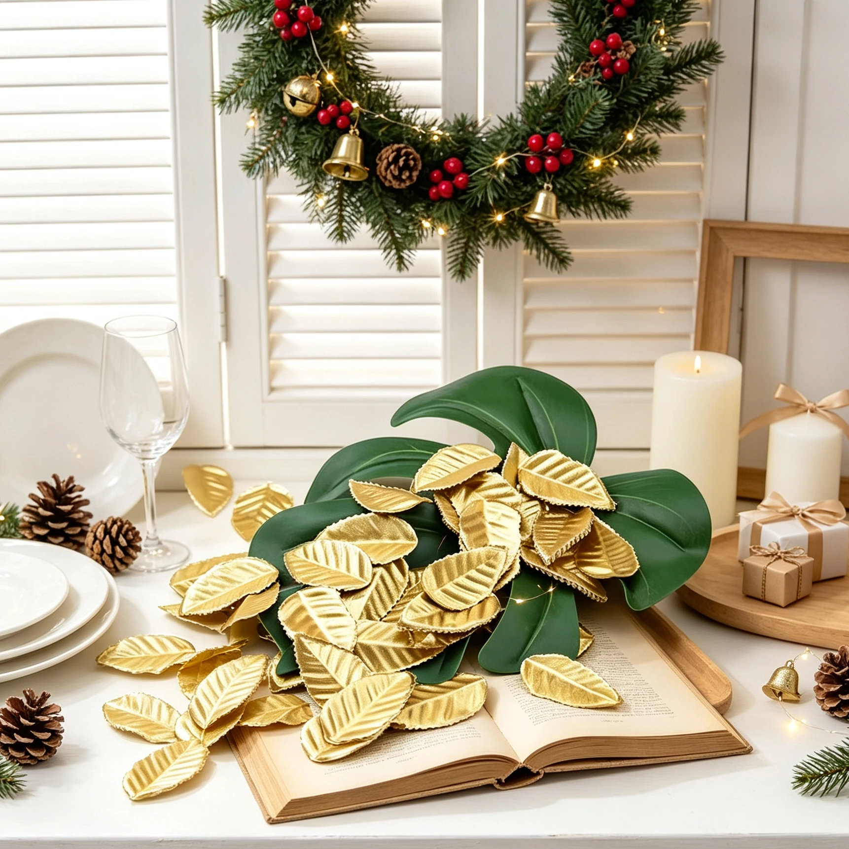 Christmas Tree Artificial - 200/400 Stuks Zijden Rozen Blad Gouden