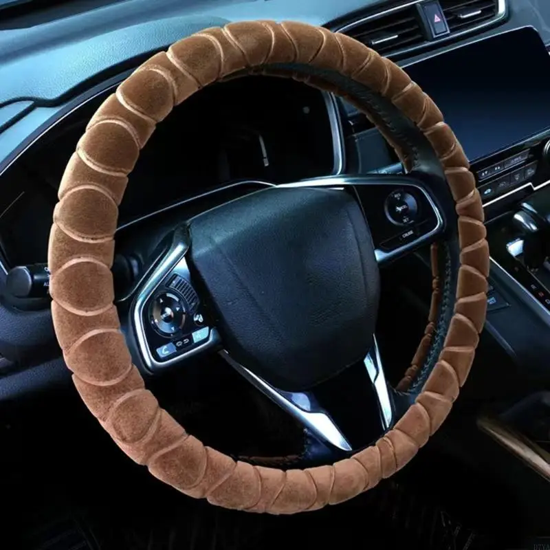 (1) Car steering wheel cover winter short plush warm steering wheel cover general type 14-15 inches D7YA
