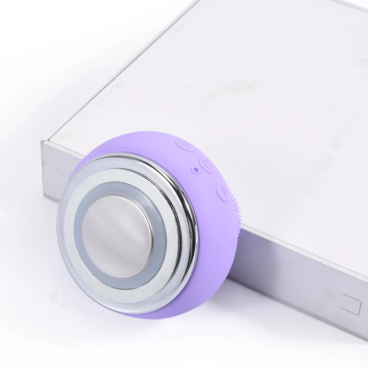 

Vibrating Mini Facial Massage Tool Silicone Cleansing Brush with Light Emitting Diode Light