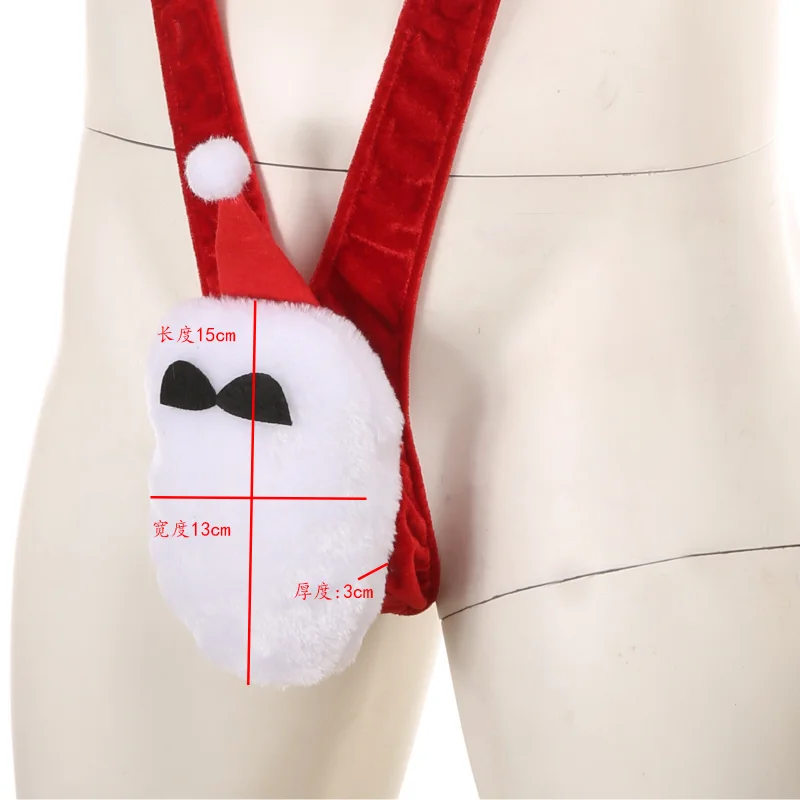 Men\'s Sexy Bodysuit Christmas Snowman Cosplay V-Shaped G-String T Back Lingerie  Sissy Erotic Costume Santa Claus Underwear