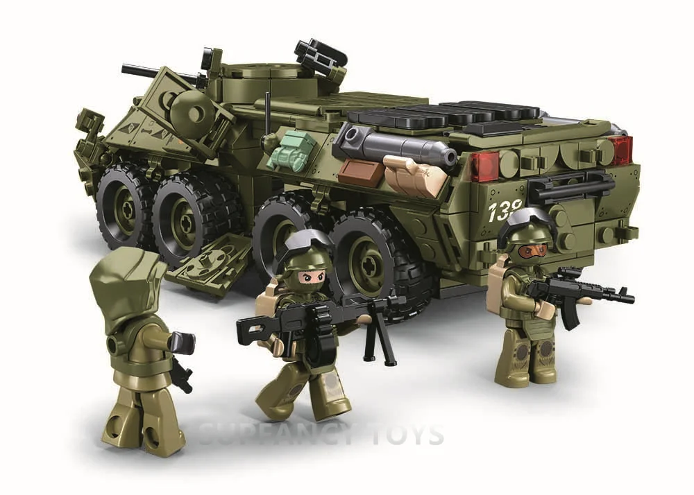 NEW Sluban 611PCS Military BTR-80AS IFV Armored Personnel Carrier Building Blocks Kit Model Bricks Educational Toys for Children