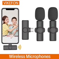 VIKEFON K11 Professional Wireless Lavalier Microphone For iPhone iPad Android Live Broadcast Gaming Recording Interview Mini Mic