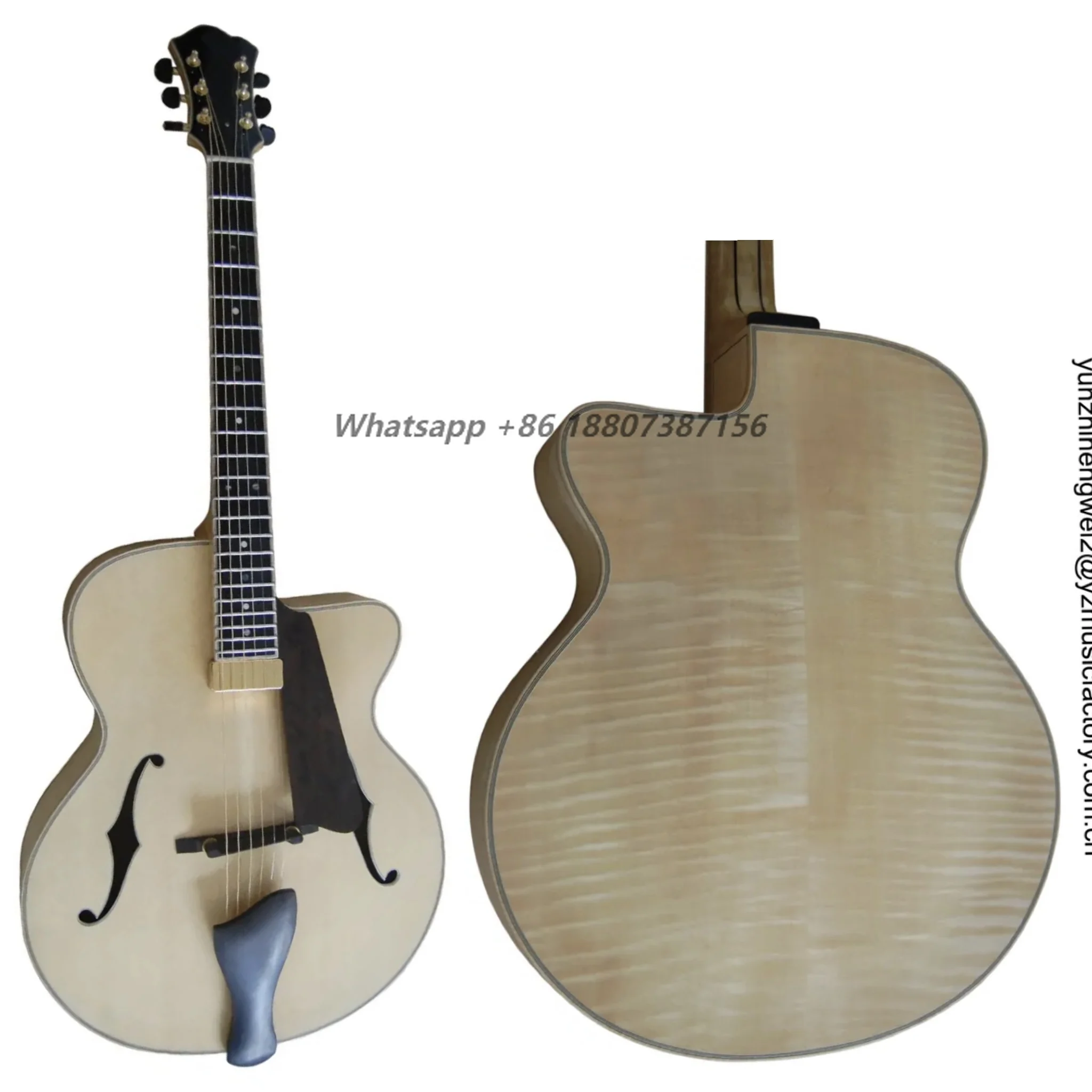 Fully Handmade 17inch Horizontal Cutaway Archtop Electric  Jazz Guitar