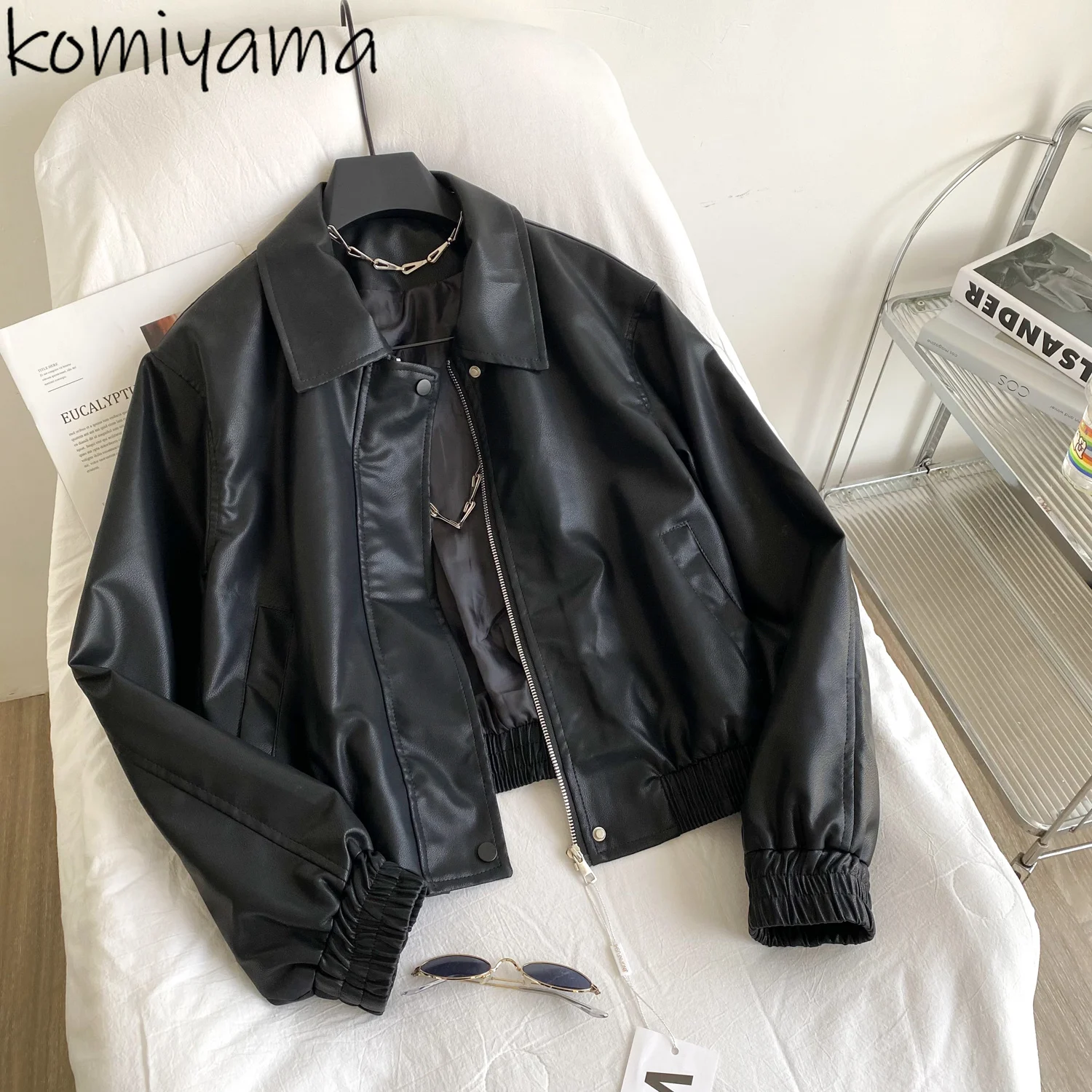 

Свободная повседневная куртка Casaco из искусственной кожи Chaquetas De Mujer, осенняя новая куртка на молнии с лацканами Jaqueta Feminina, женские куртки с длинными рукавами