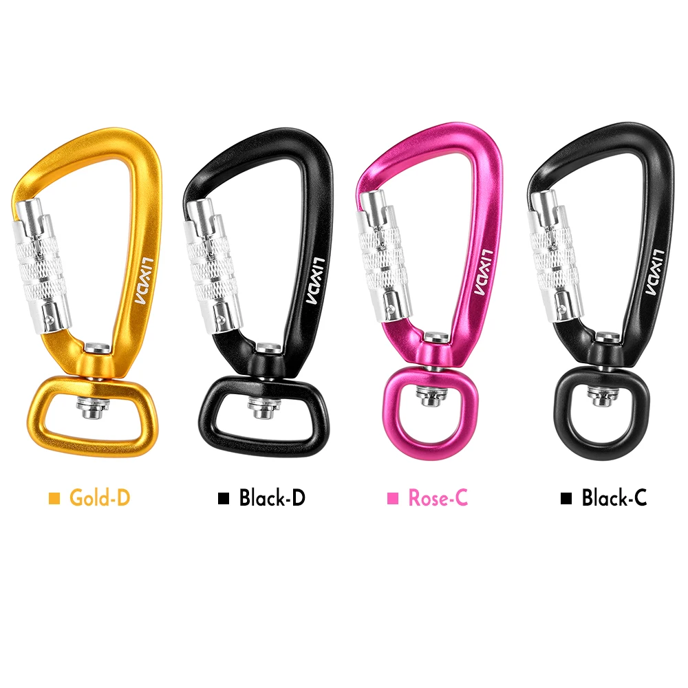 Swivel Carabiner Clip 360°Rotatable Spinner Carabiner Small Auto Locking Carabiner Rotational Hammock Hanging Clip Pet LeashHook