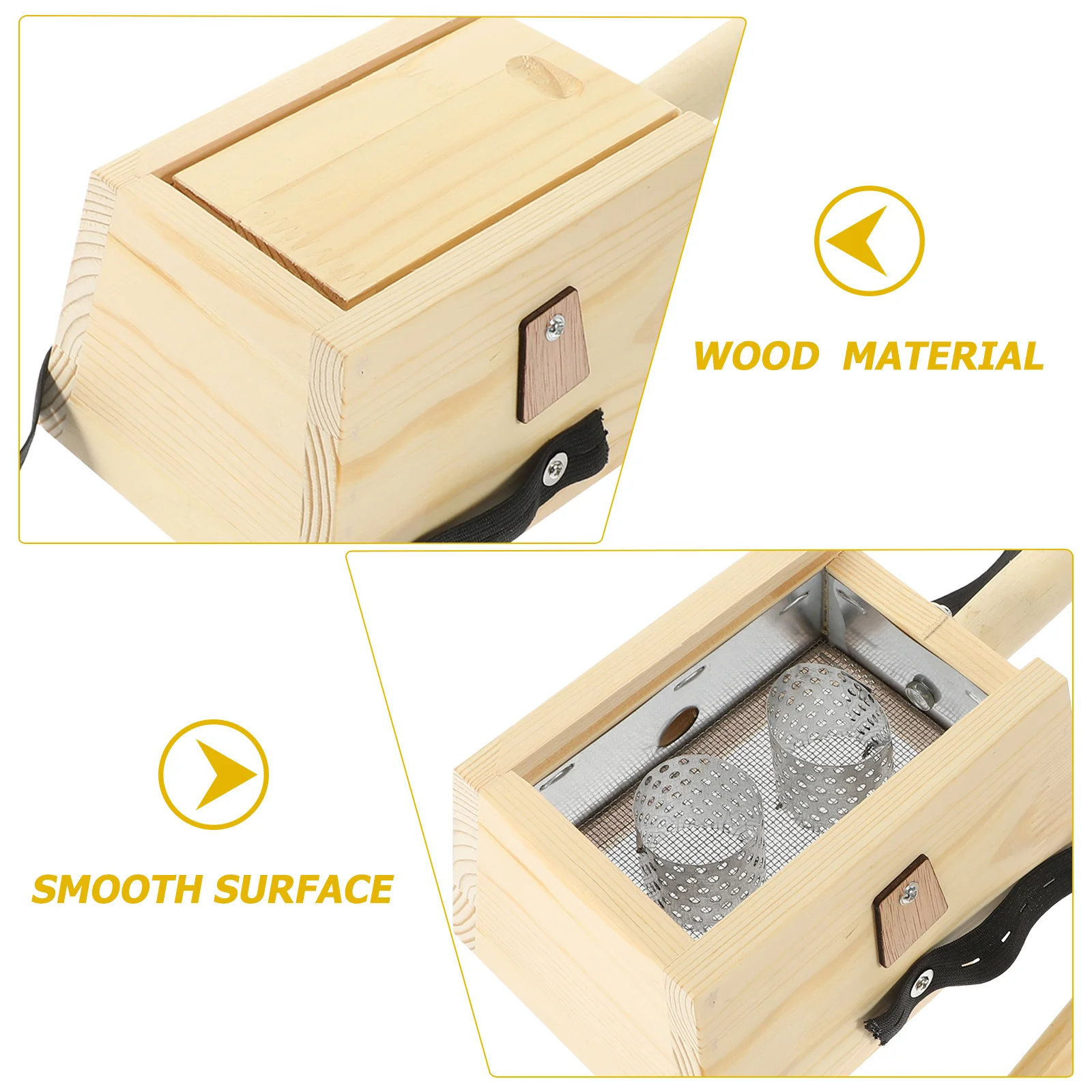 Massager Wooden Moxibustion Box Tool Therapy Bracket Moxa Stick Holder Container Body Relaxation Yellow Burner