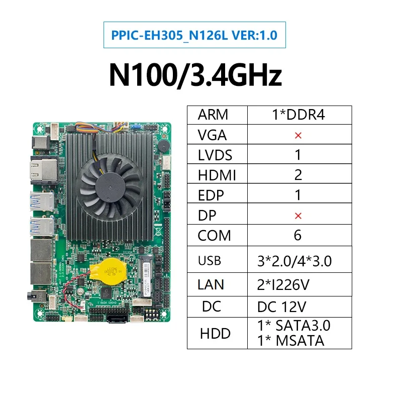 Imagem -05 - Única Placa Encaixada do Computador Industrial Núcleo de Intel I3-n305 3.8ghz N100 3.4ghz 24bit Lvds Edp Hdmi com Sbc