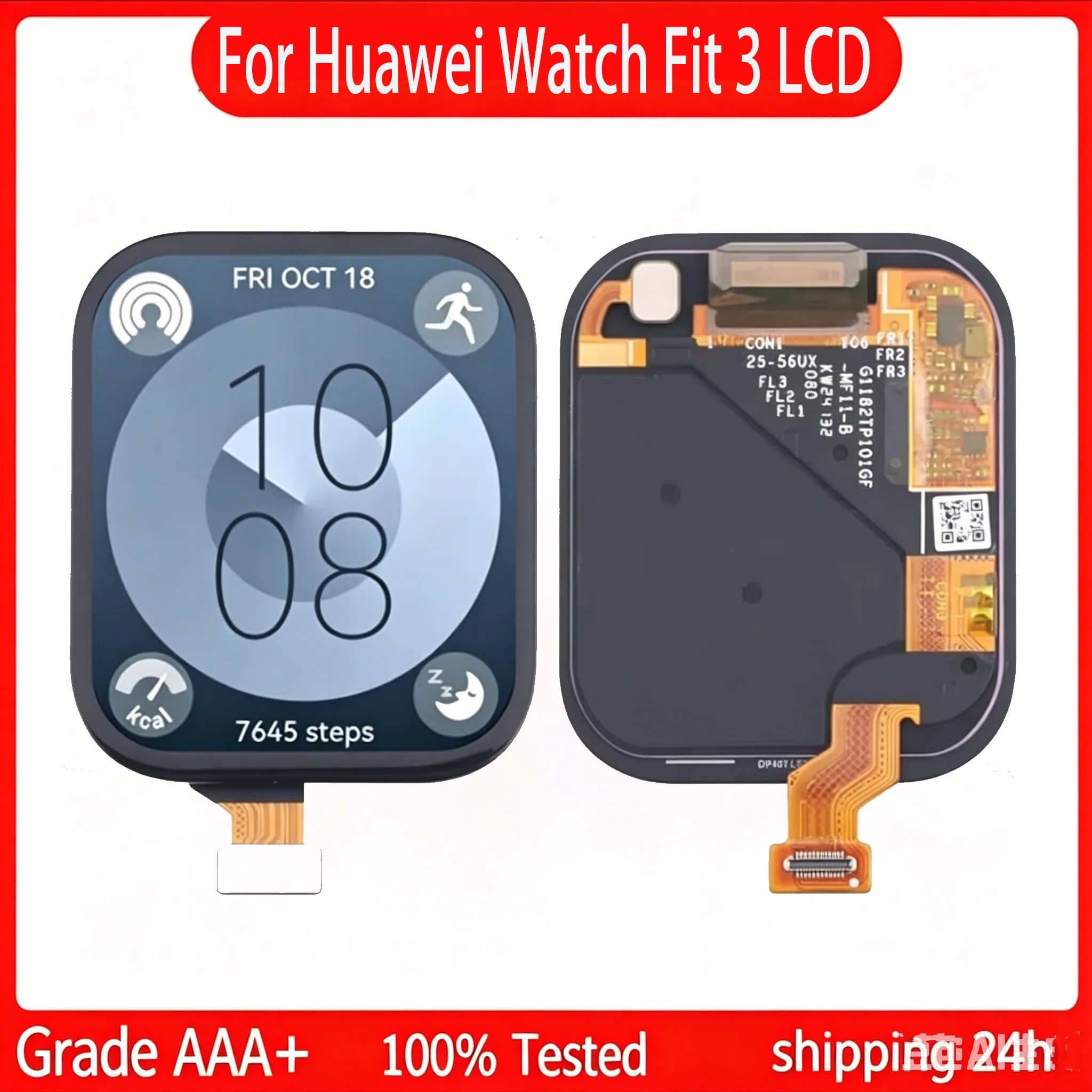 1.82-Inch For AMOLED Screen For Huawei Watch Fit 3 SLO-B09 & SLO-B19, Fit3 Smart watch LCD Display Touch Screen