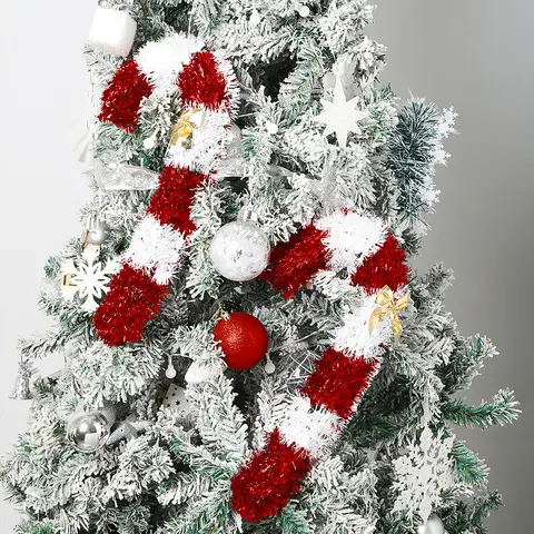 44cm Red Green White Candy Cane Christmas Tree Pendant Set DIY Hanging Ornament for Xmas Home Decor New Year Holiday Party